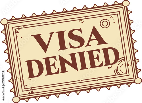 Passport and Rejected Visa Notice — Immigration Refusal Concept, Flat Design