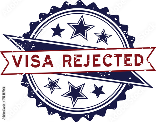 Visa Rejected: Immigration Denied Emblem — Red and Blue Visa Rejection Sign
