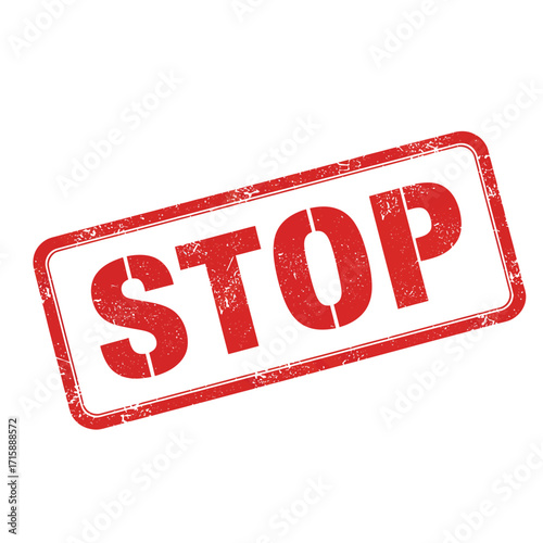 A red stop stamp isolated on a plain white background simple design