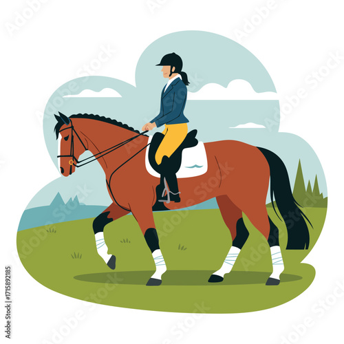 Equestrian concept illustration flat vector