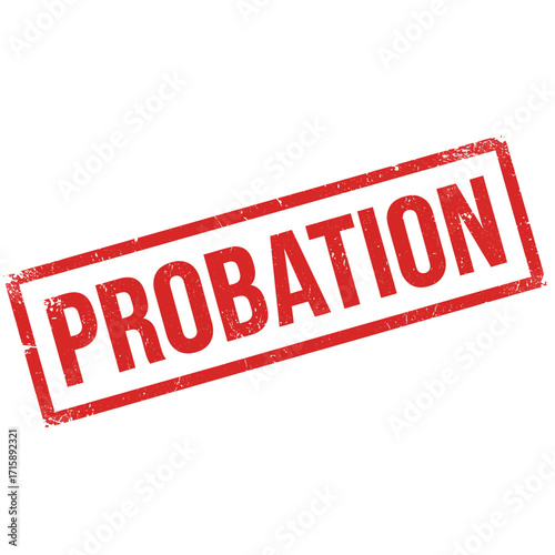 A red rubber stamp displaying the word probation on a white background