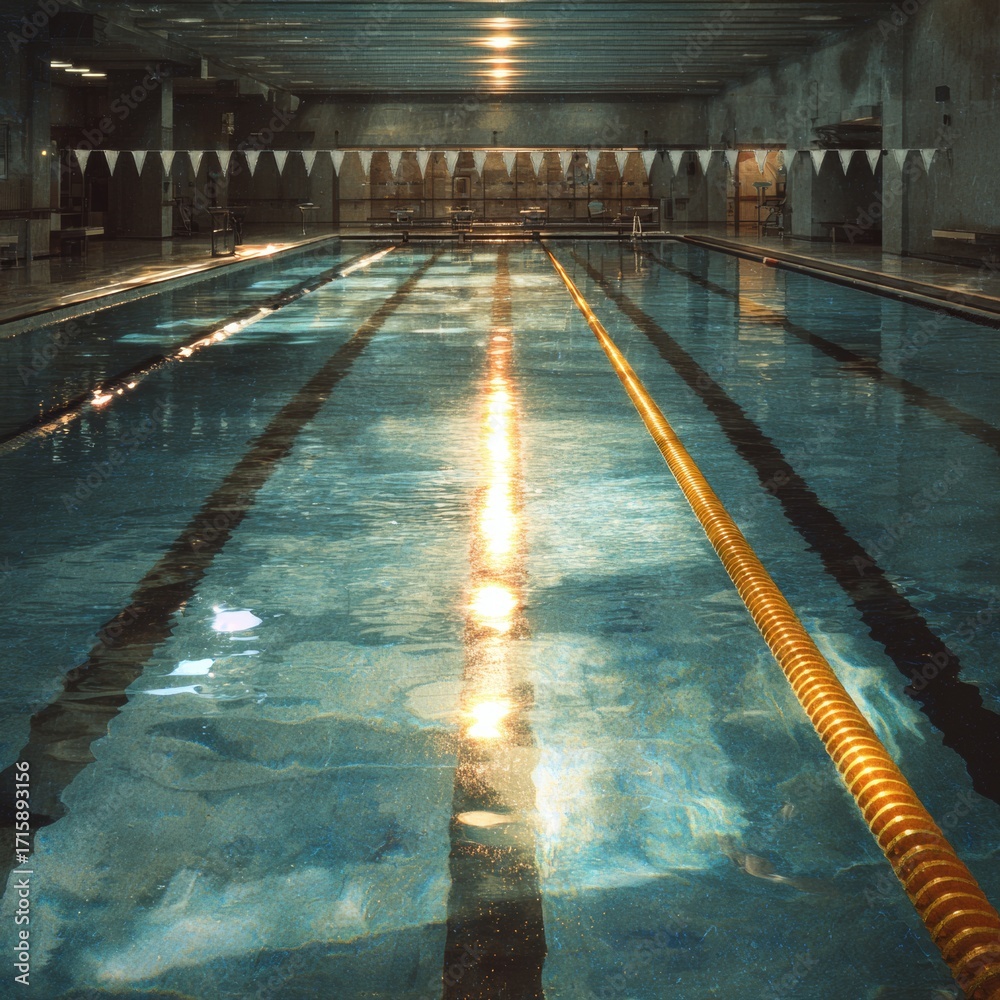 Obraz premium Tranquil Indoor Swimming Pool with Lanes and Reflections