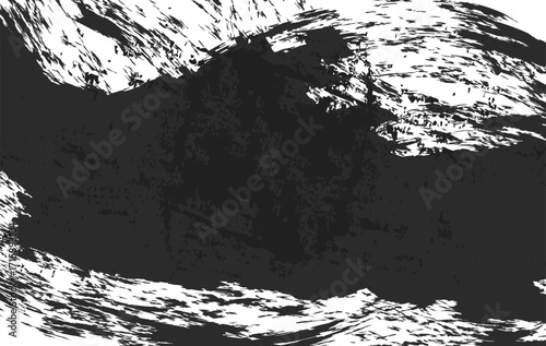 Abstract grunge texture featuring chaotic brush strokes, and distressed design elements. Perfect for modern posters, wallpapers, and artistic projects that need a strong monochrome grunge effect.