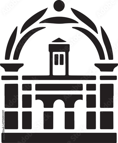 Government Building Icon Symbolizing Authority, Justice, and Governance on Transparent Background
