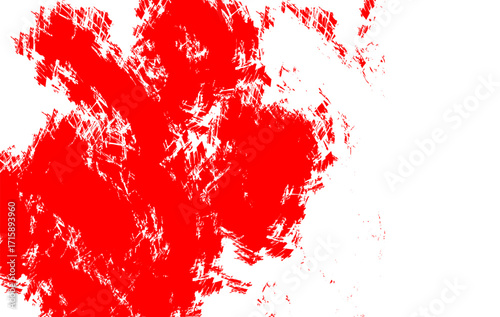 Abstract grunge texture showcasing bold red brush strokes on a clean white background. The distressed, artistic style makes it suitable for wall art, album covers, and graphic design projects. 