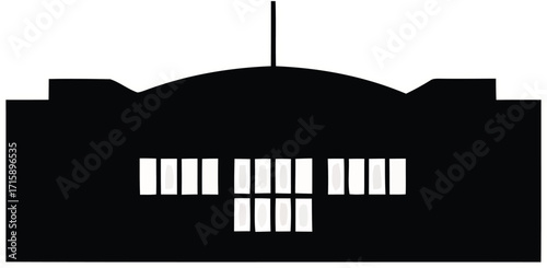 Government Building Silhouette A Symbol of Civic Duty and Public Service in Black and White