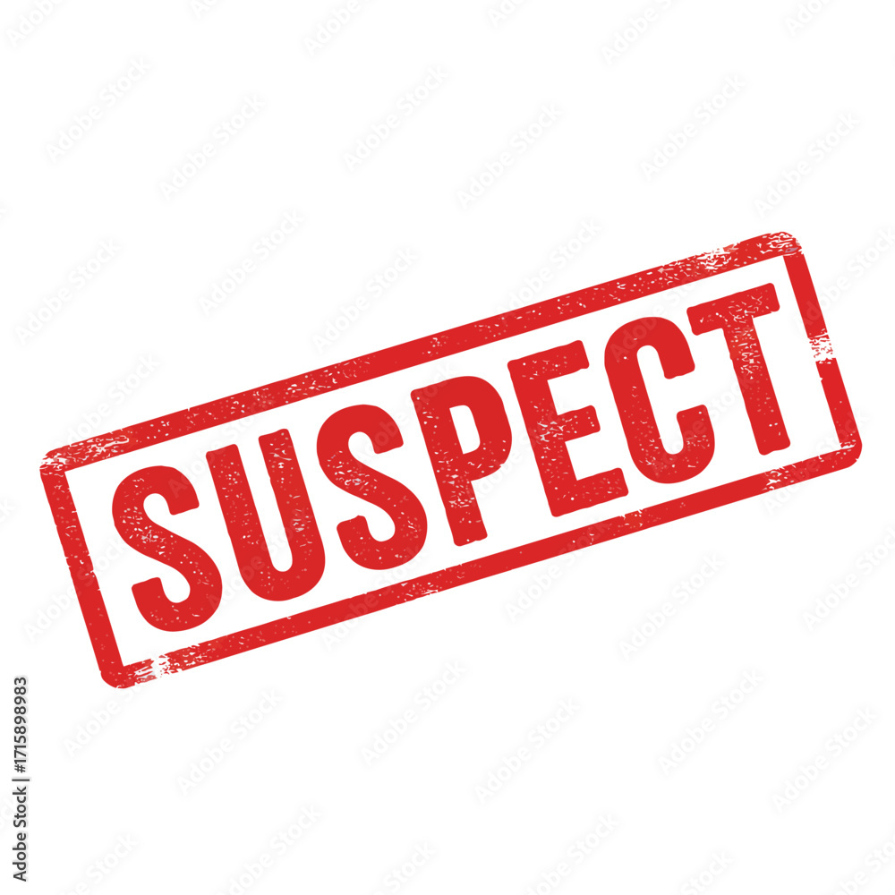 Ταπετσαρία A red rubber stamp displaying the word suspect in bold uppercase letters
