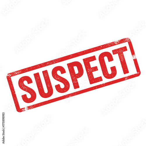 A red rubber stamp displaying the word suspect in bold uppercase letters
