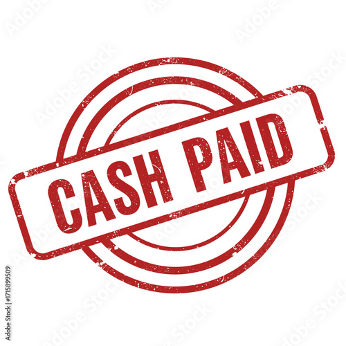 A circular red stamp displaying the words cash paid clearly visible