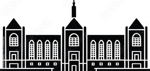 University Building Silhouette Vector Illustration with Architectural Design and Education Theme