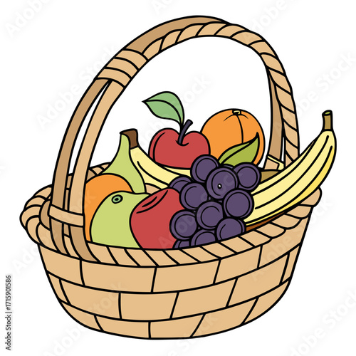 Assorted Fruit Basket Vector (SVG) with Transparent Background