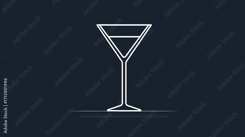 custom made wallpaper toronto digitalSimple, white outline of a martini glass against a dark navy background