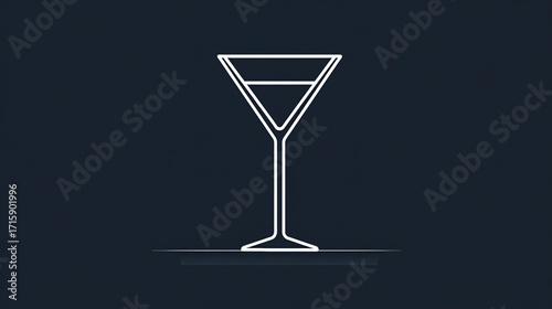Wallpaper Mural Simple, white outline of a martini glass against a dark navy background Torontodigital.ca