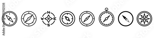 Compass icon vector set. adventure illustration sign collection. travel symbol. road logo.