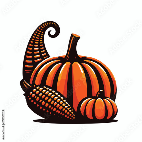 silhouette Bright orange pumpkin vector