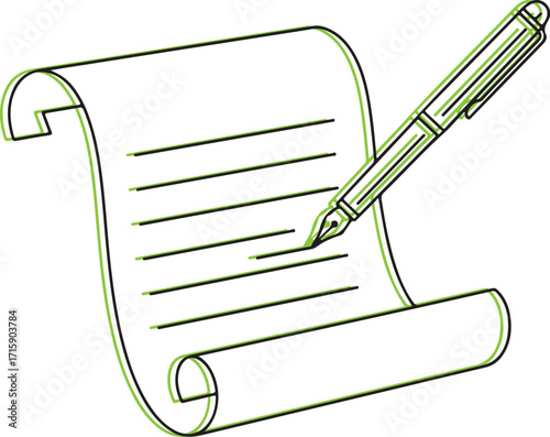 Vector art of scroll with pen