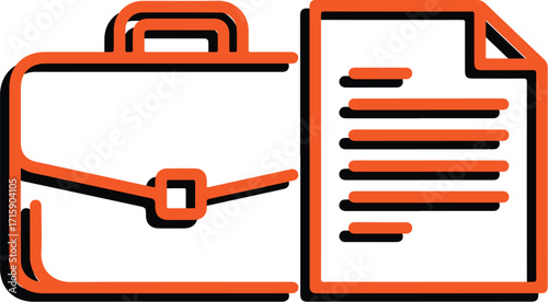 Vector art of briefcase and document icon