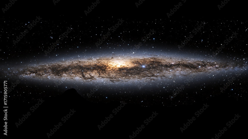 Fototapeta premium Panoramic View of the Milky Way Galaxy A Celestial Spectacle in the Vast Universe