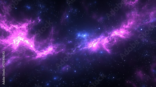 Vibrant purple and blue nebula glowing majestically in the vast expanse of deep space with countless stars