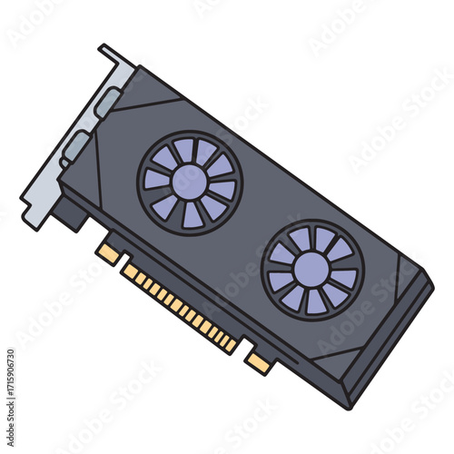 Illustration of a computer graphics card, a key element of computer hardware for visual processing