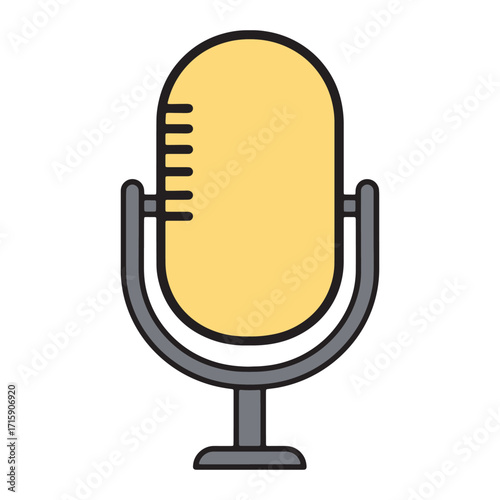 Retro microphone illustration with vintage design elements for audio recording and broadcasting, capturing the essence of classic sound technology