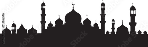 Mosque Silhouette Vector Illustration for Islamic Architecture and Cultural Designs