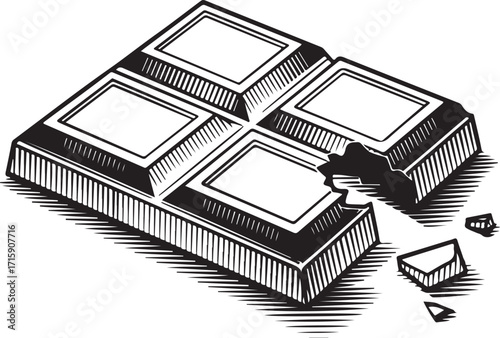 Detailed Chocolate Bar Illustration Depicting Sweet Treat on Transparent Backdrop