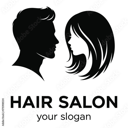 Hair salon logo silhouette profile man woman beauty hairdresser style modern silhouette