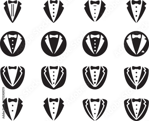 Tuxedo and Suit Vector Icons for Formal Wear, Events, and Fashion Related Graphic Projects