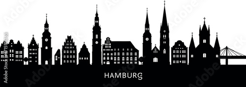 Hamburg city skyline silhouette for architectural design and print projects. Vector illustration