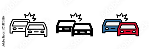 Car crash icon. Car accident icon, vector illustration stroke, filled and colored concept for web design.