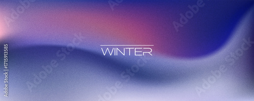 Trendy winter colored gradient. Abstract blurred texture noise background in blue. Grainy film effect texture gradient template. Vector illustration for your graphic design, banner, poster