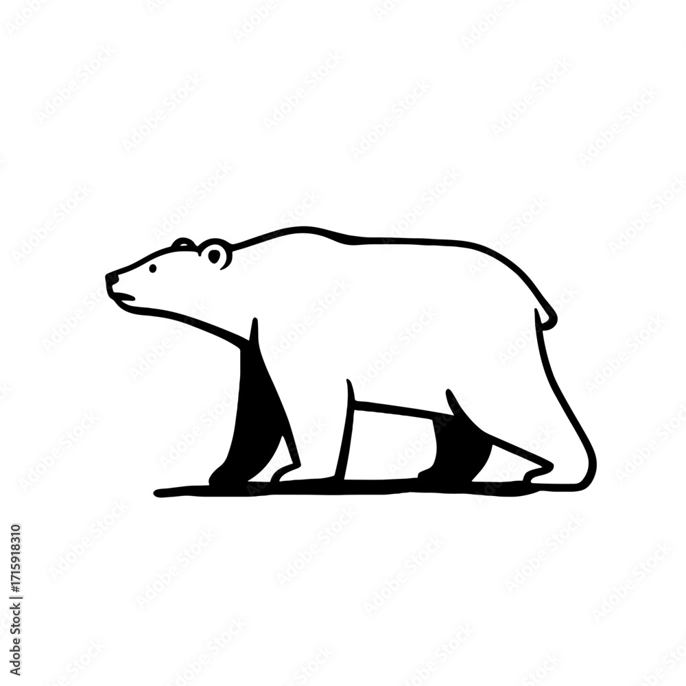 Obraz premium Polar Bear. Polar Bear simple black and white line art vector logo