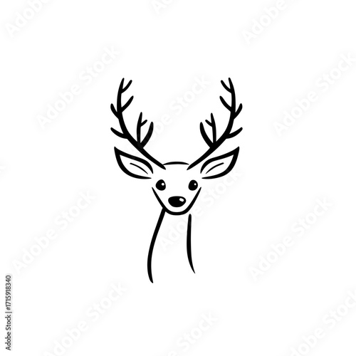 Roe Deer. Roe Deer simple black and white line art vector logo