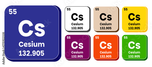 Cs, Cesium element vector icon set, periodic table element. Vector illustration EPS 10 File. Isolated on white background.