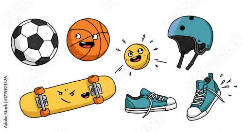Playful cartoon sports gear vector illustration for fun design projects