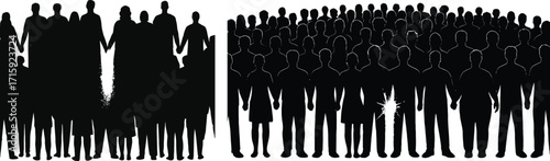Diverse group silhouette holding hands unity teamwork connection group of people celebration togetherness 