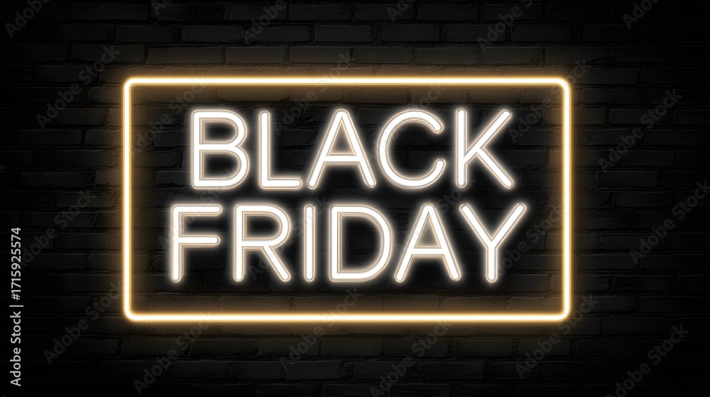 Obraz premium black friday sale sign neon mockup clean layout