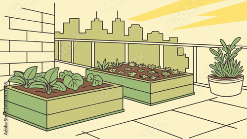 Urban gardening balcony oasis: Fresh produce and vibrant plants for healthy city living spaces