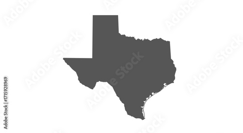 Minimalist silhouette of texas state map on white background