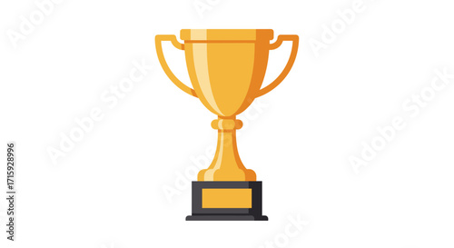 Golden trophy cup with handles on white background for achievement and success concepts