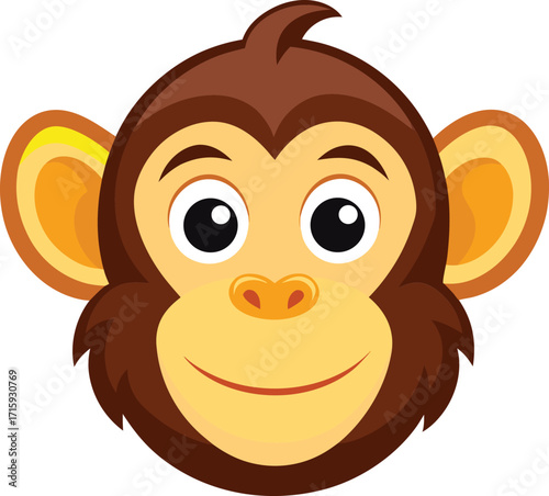 Vibrant monkey face emoji style illustration with colorful accents