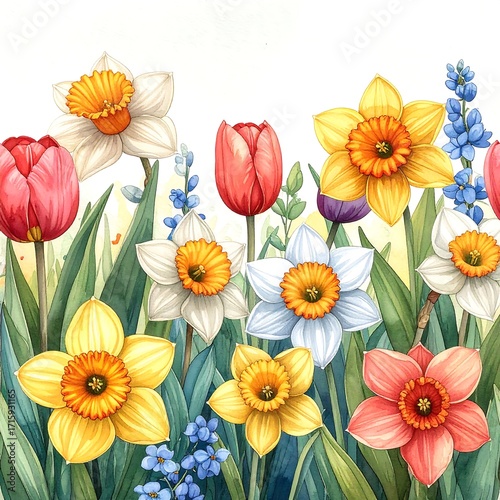 Wallpaper Mural Spring flowers border Torontodigital.ca