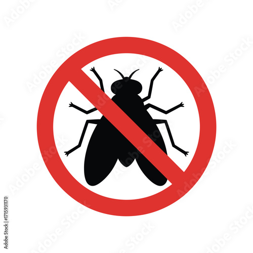 Insect control vector graphic for no fly zones and pest deterrence icon silhouette vector illustration white background
