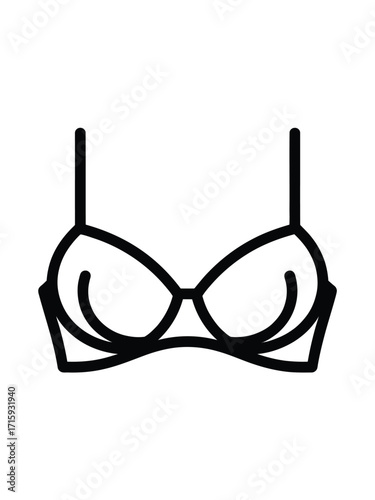 Simple black and white line drawing illustration of a bra vector graphic for download silhouette vector illustration white background