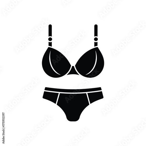 Elegant vector icon set for lingerie bra and panty collection scalable eps illustration silhouette vector illustration white background