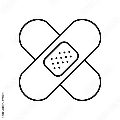 Vector illustration of two crossed bandages scalable eps icon for medical and first aid silhouette vector illustration white background