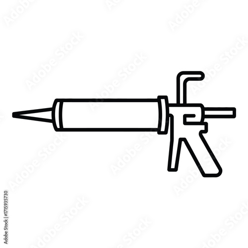 Caulking gun vector illustration scalable eps icon for construction and diy projects silhouette vector illustration white background