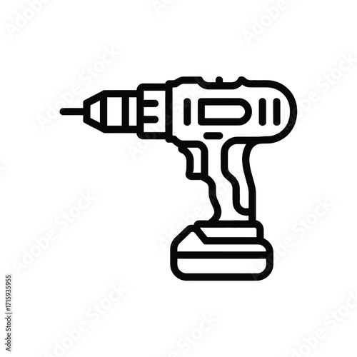 Cordless power drill vector illustration simple line art icon scalable eps graphic silhouette vector illustration white background