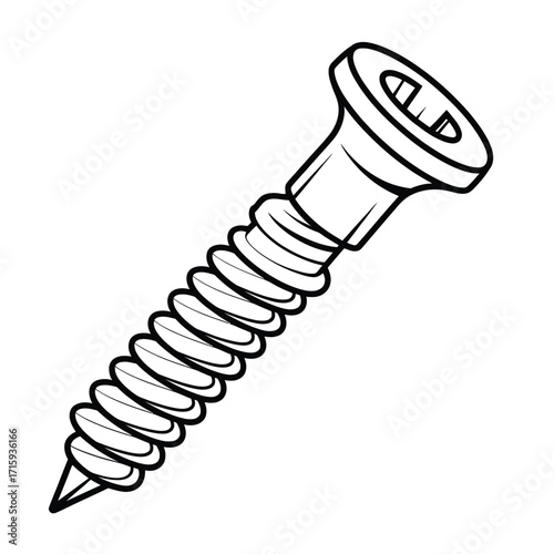 Scalable vector line drawing illustration of a screw for eps download silhouette vector illustration white background